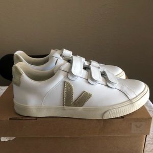 Veja 3 lock white and gold sneakers sz 38